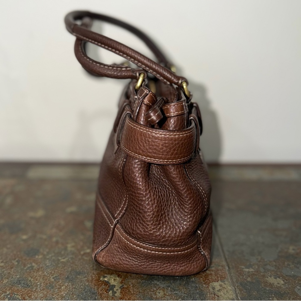 Vintage Coach Hampton Chocolate Brown Pebbled Leather Satchel Bag - Picture 9 of 14